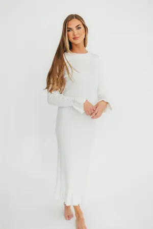Mason Bow Tie Sweater Maxi Dress in Ivory