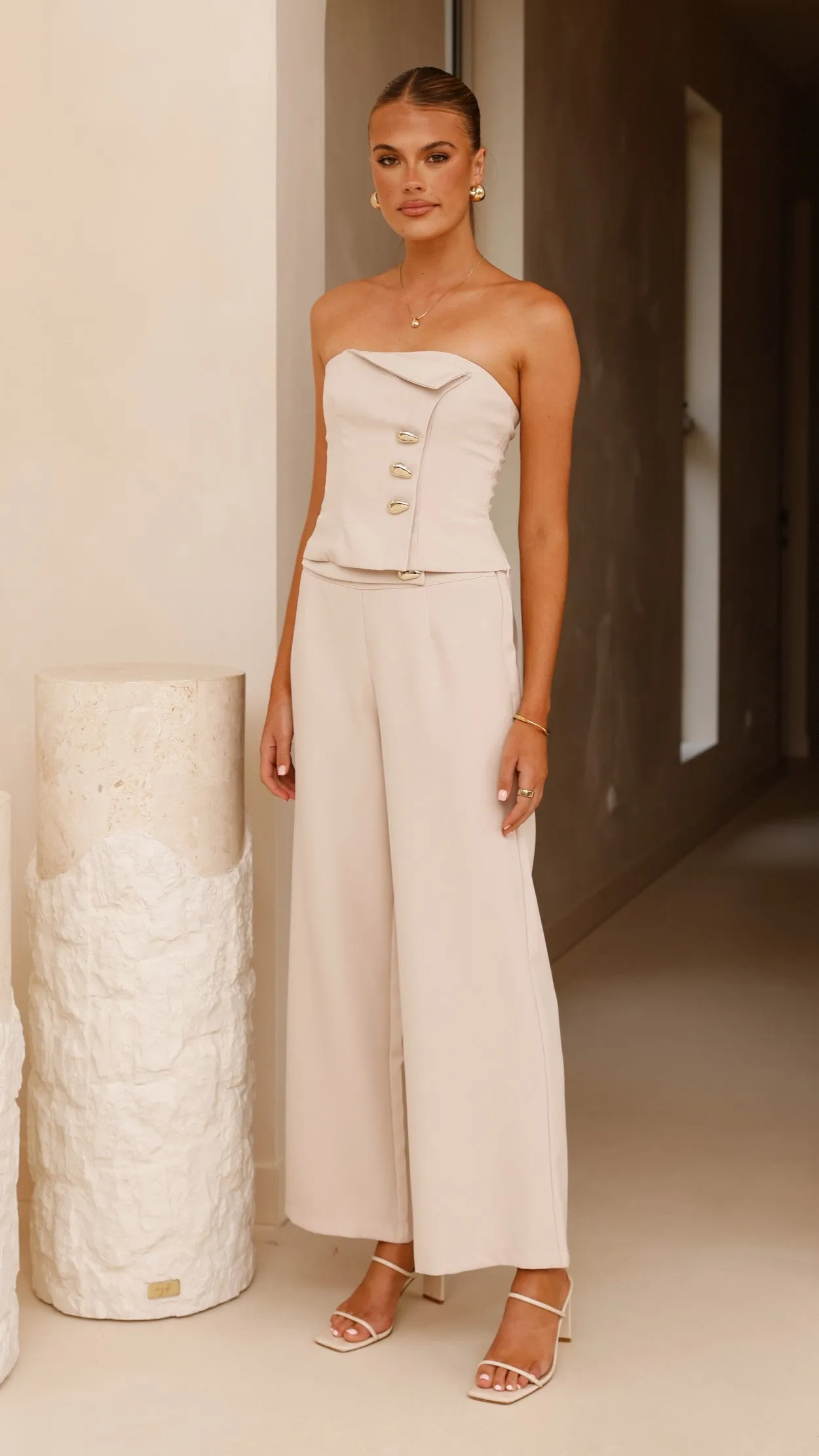 Payton Strapless Top  - Beige