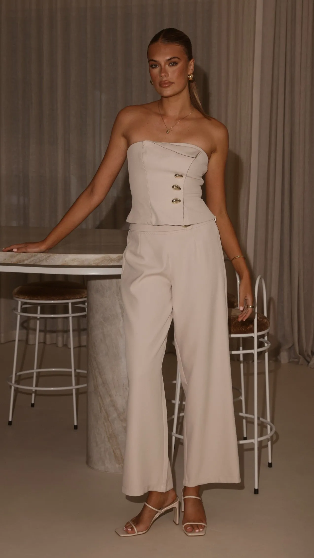 Payton Strapless Top  - Beige