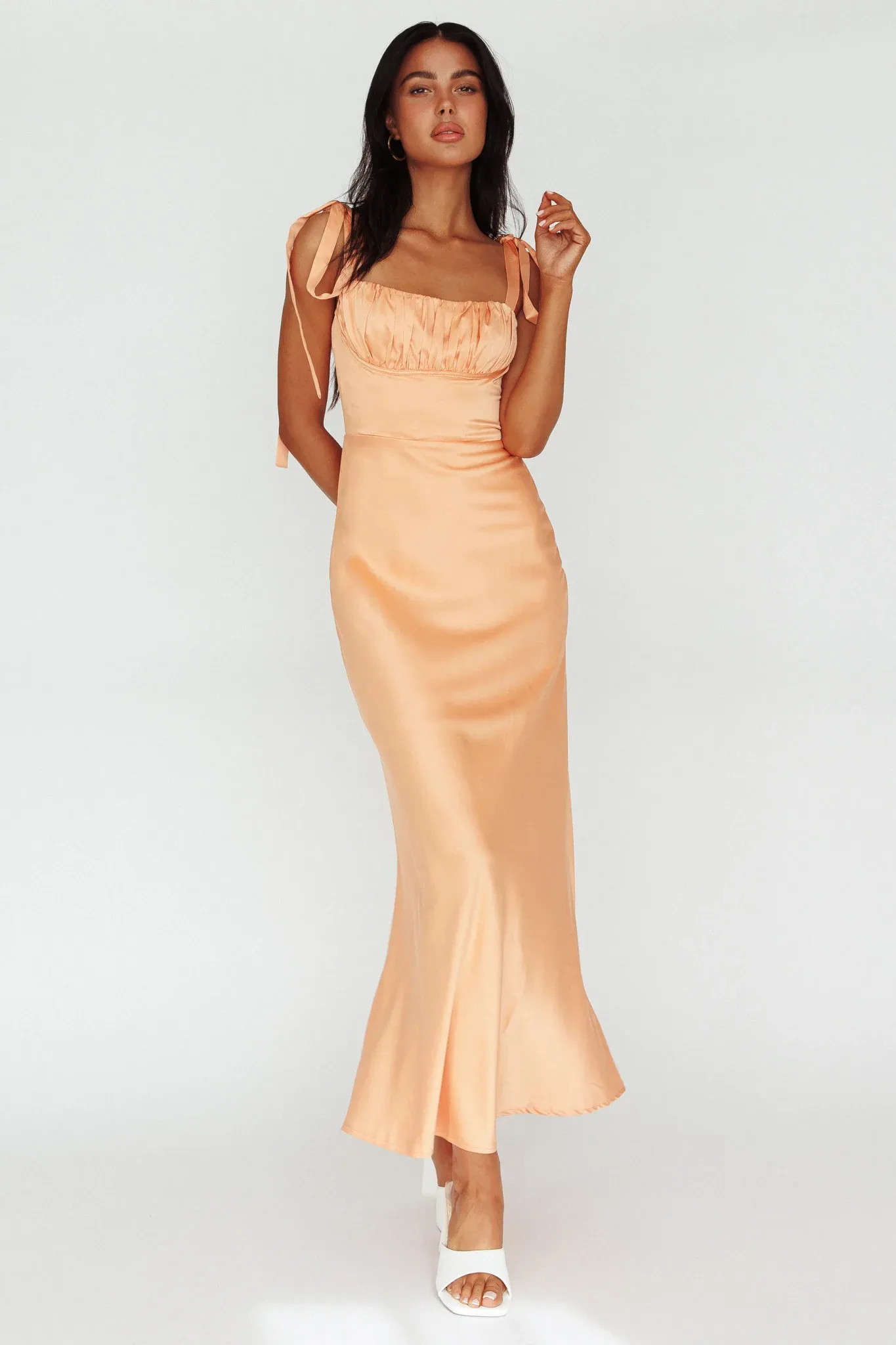 Pennelope Tied Shoulder Maxi Dress Orange