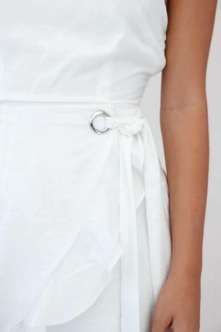 Pepita Cami Strap Wrap Dress White