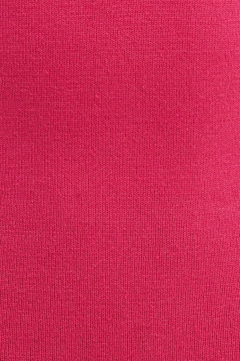 Pink Bodycon Dress Sleeveless Midi Knit