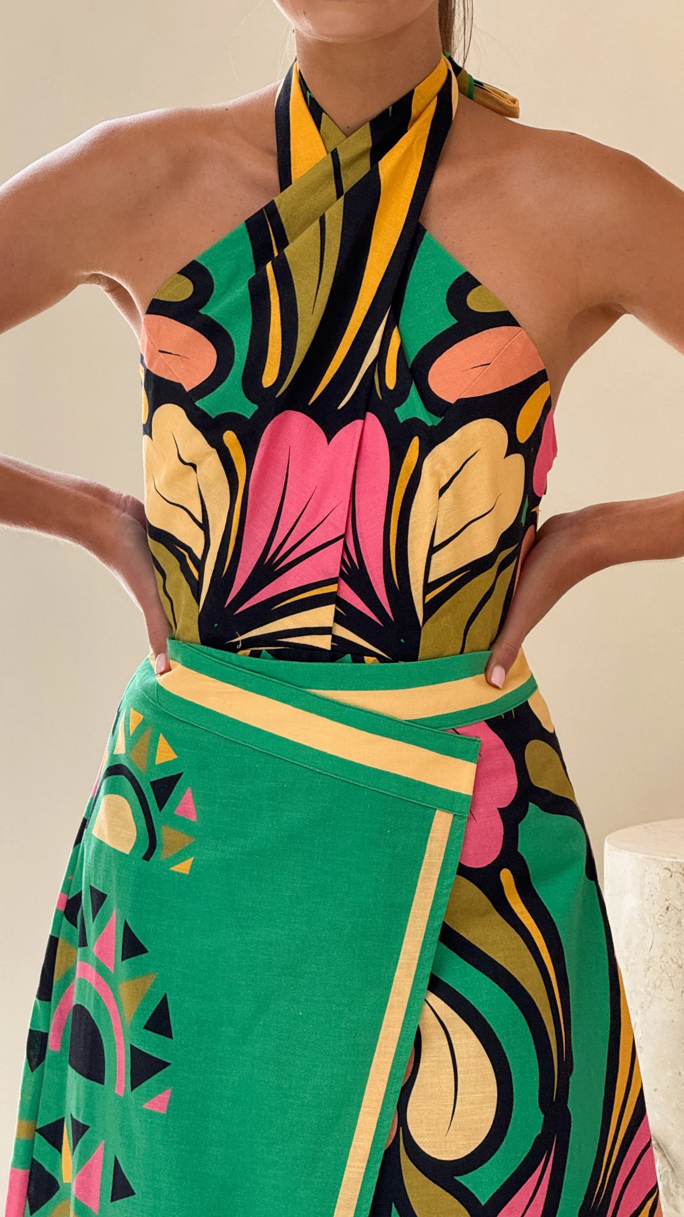 Portugal Twist Halter Top - Apple