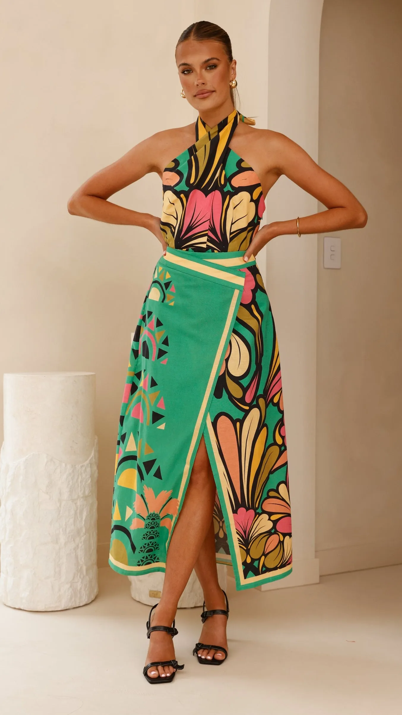 Portugal Twist Halter Top - Apple