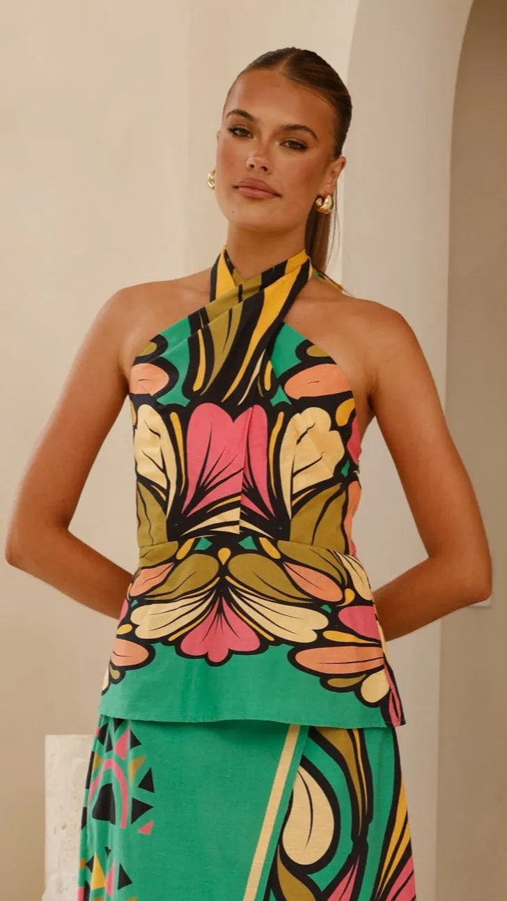 Portugal Twist Halter Top - Apple