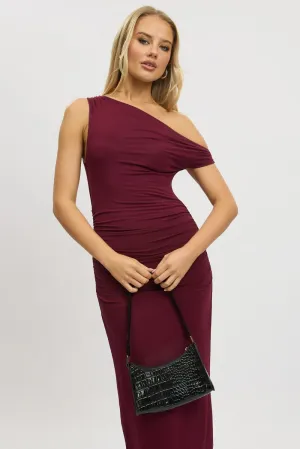 Red Bodycon Dress Twist Off Shoulder