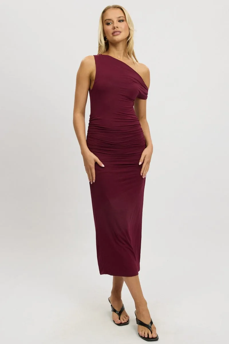 Red Bodycon Dress Twist Off Shoulder