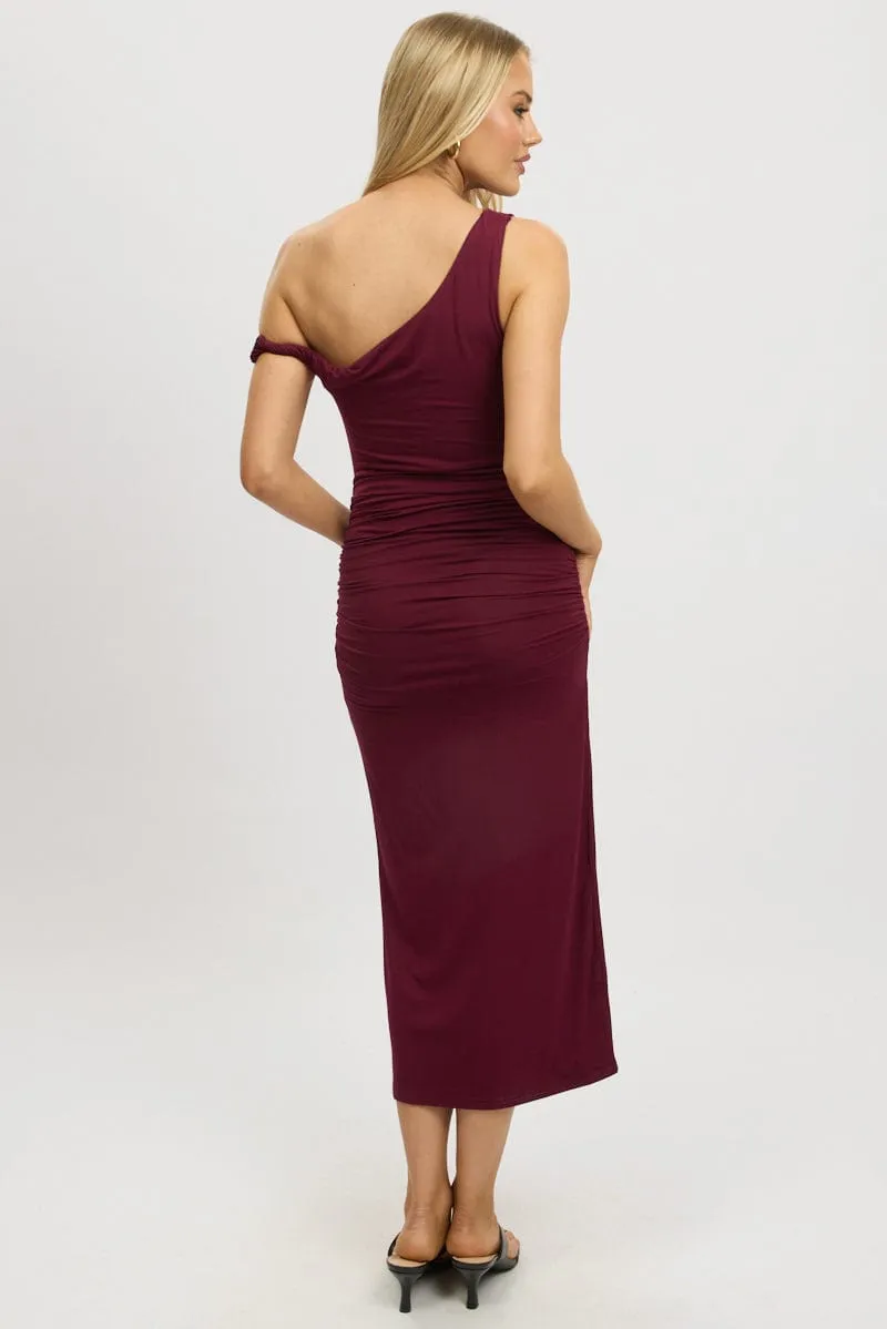 Red Bodycon Dress Twist Off Shoulder