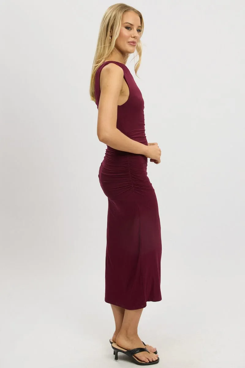 Red Bodycon Dress Twist Off Shoulder