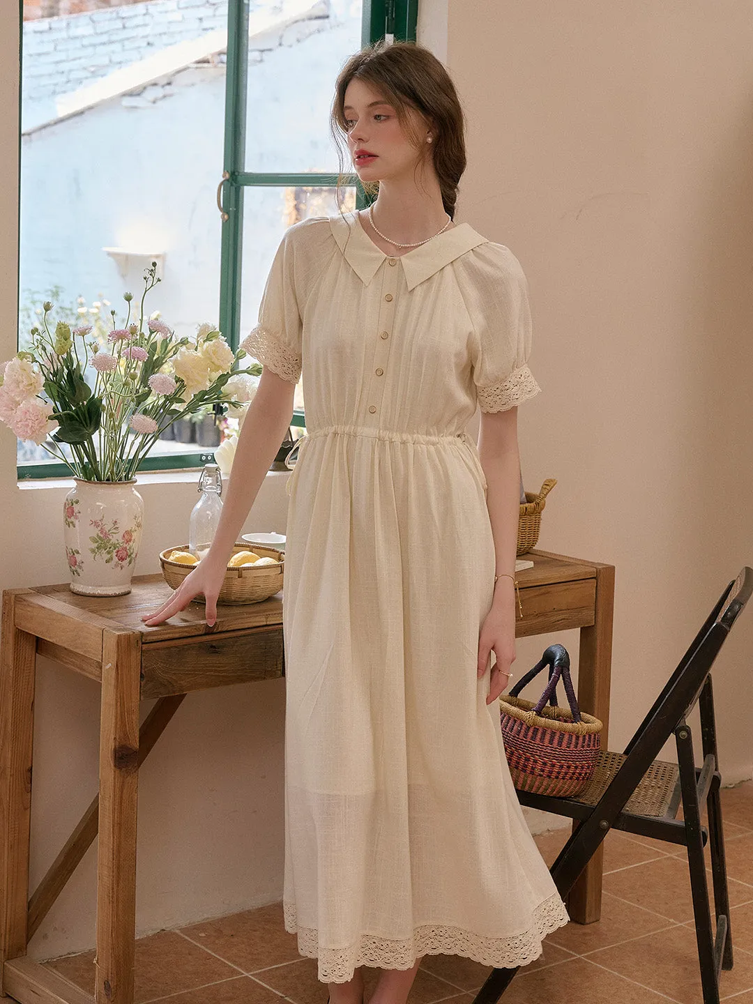 Reign Cowl Neck Reversible Lace Embroidery Dress