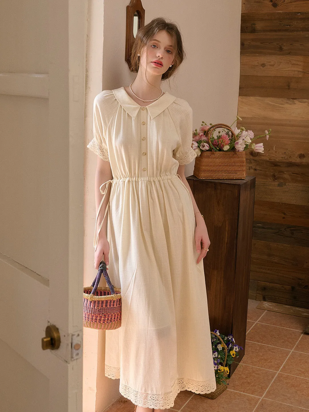 Reign Cowl Neck Reversible Lace Embroidery Dress