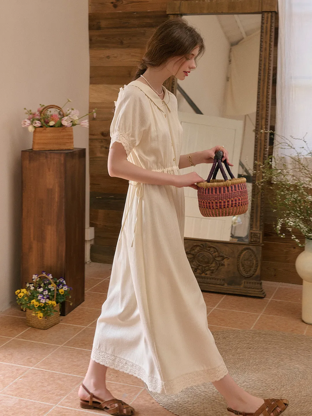 Reign Cowl Neck Reversible Lace Embroidery Dress