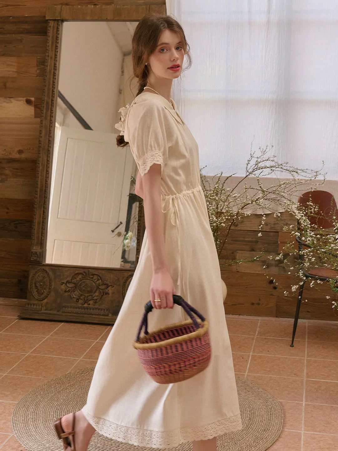 Reign Cowl Neck Reversible Lace Embroidery Dress