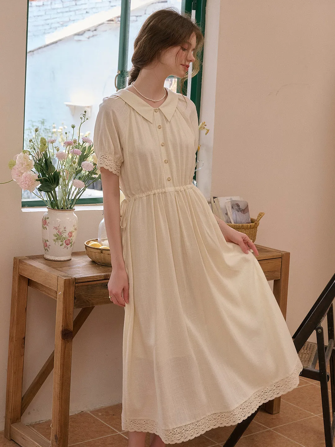Reign Cowl Neck Reversible Lace Embroidery Dress