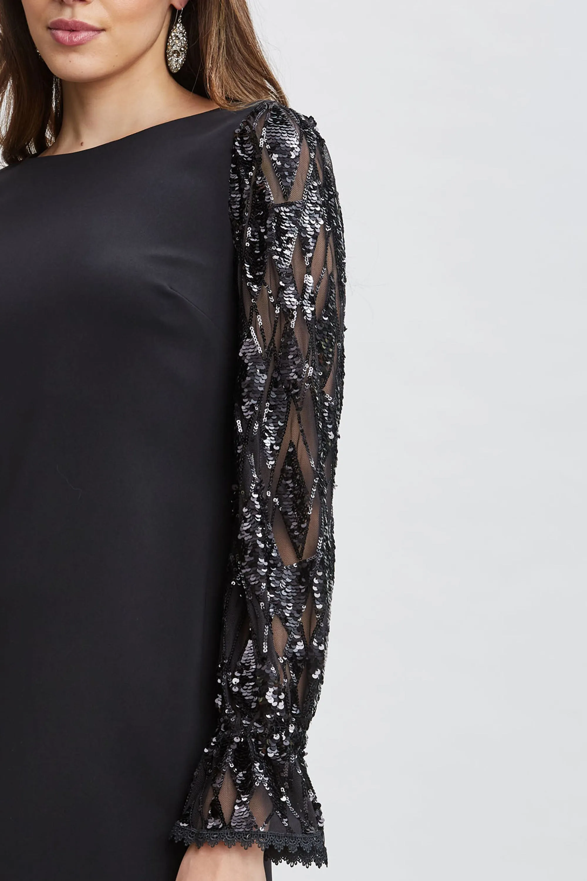 Sequin Sleeve Shift Dress