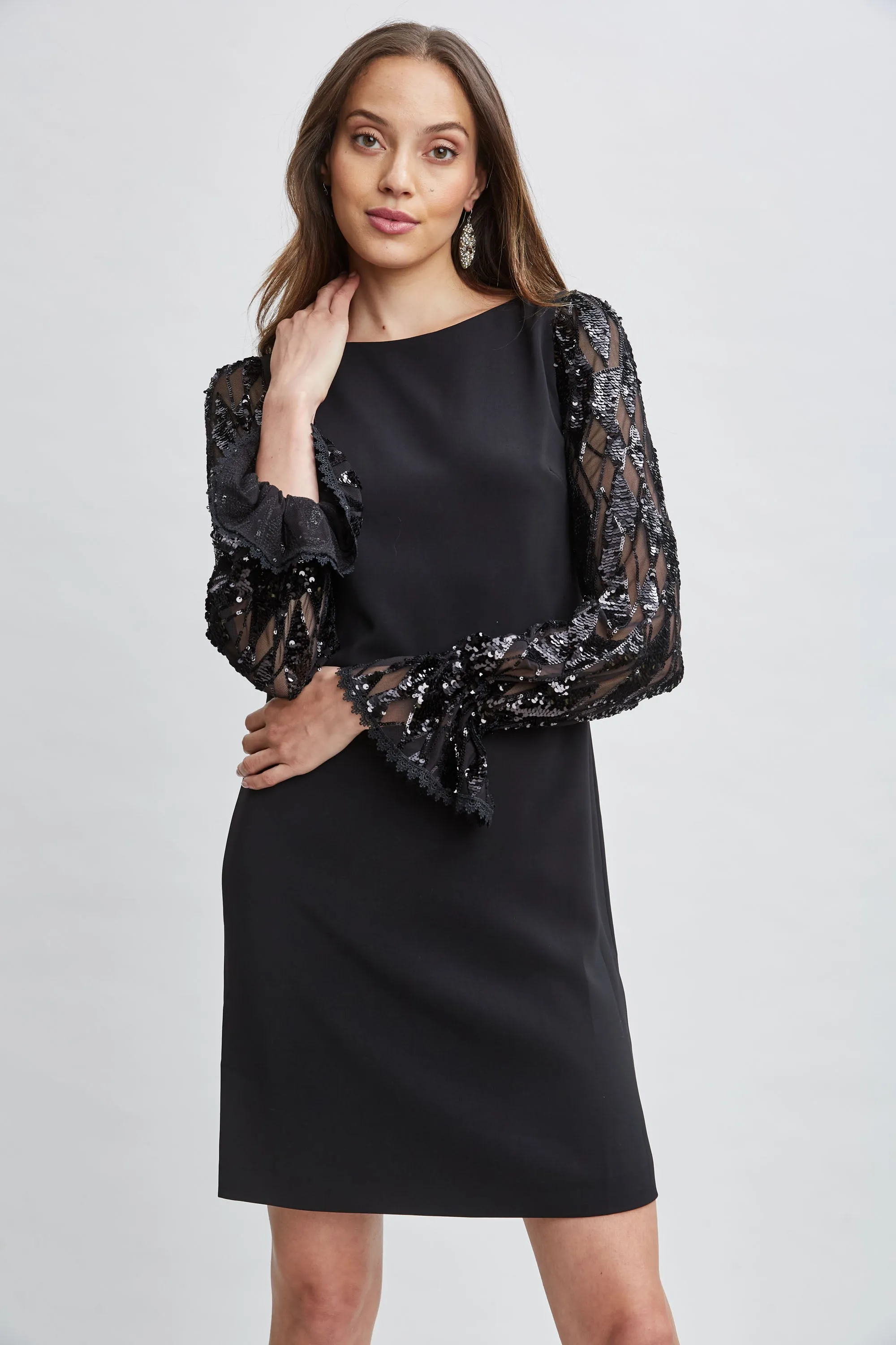Sequin Sleeve Shift Dress