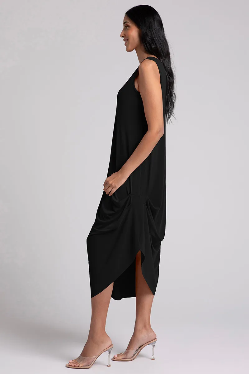 Sleeveless Drama Dress | Black