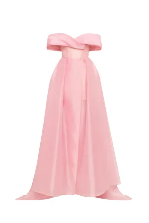Sophisticated off-the-shoulder misty rose maxi dress, Garden of Eden