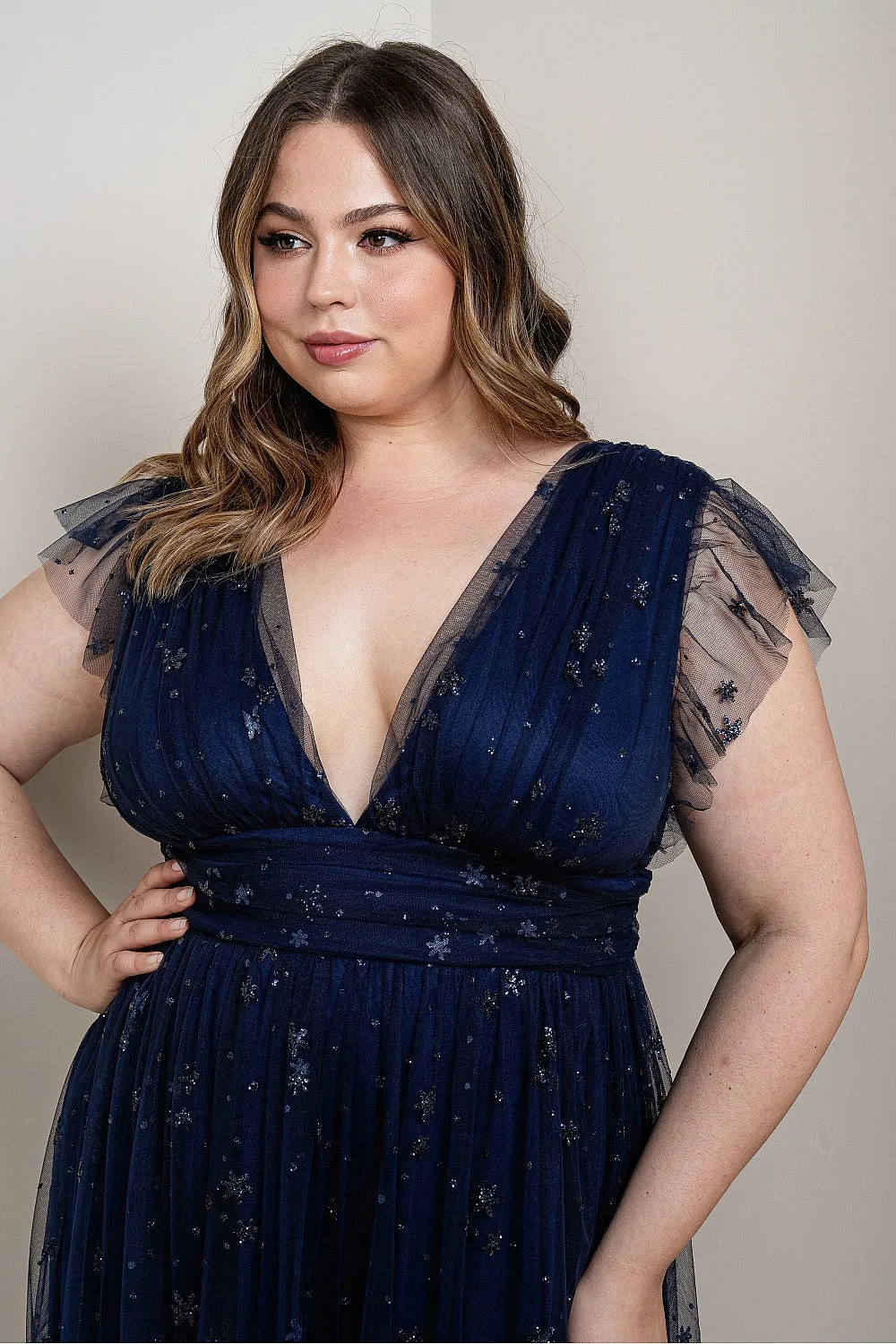 Stella Midi Dress in Sapphire - Plus