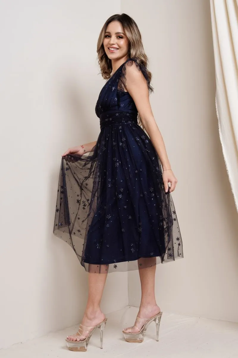 Stella Midi Dress in Sapphire - Plus