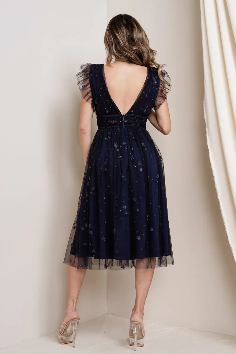 Stella Midi Dress in Sapphire - Plus