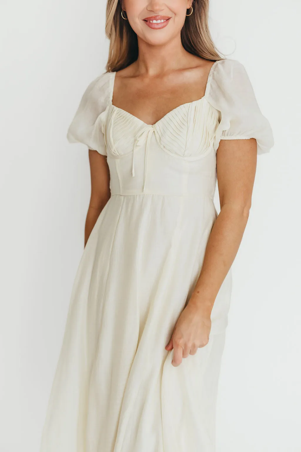 Stevie Bustier Midi Dress in Cream