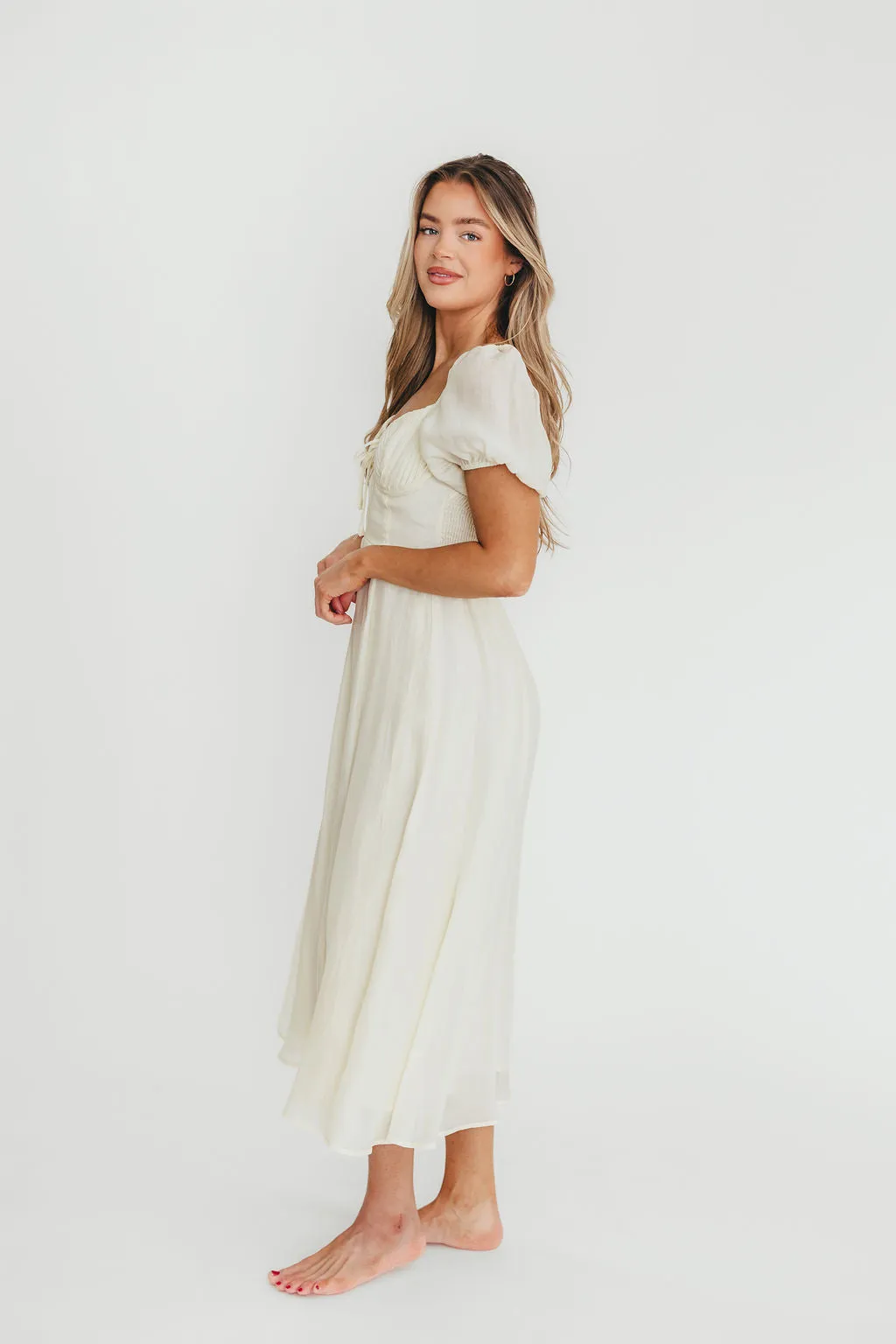 Stevie Bustier Midi Dress in Cream