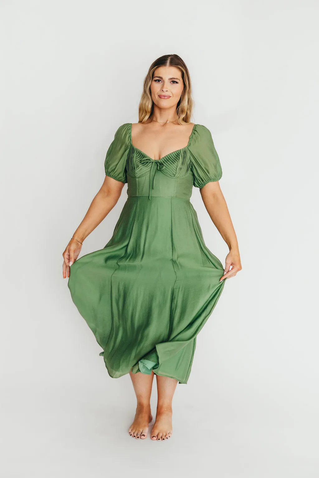 Stevie Bustier Midi Dress in Green