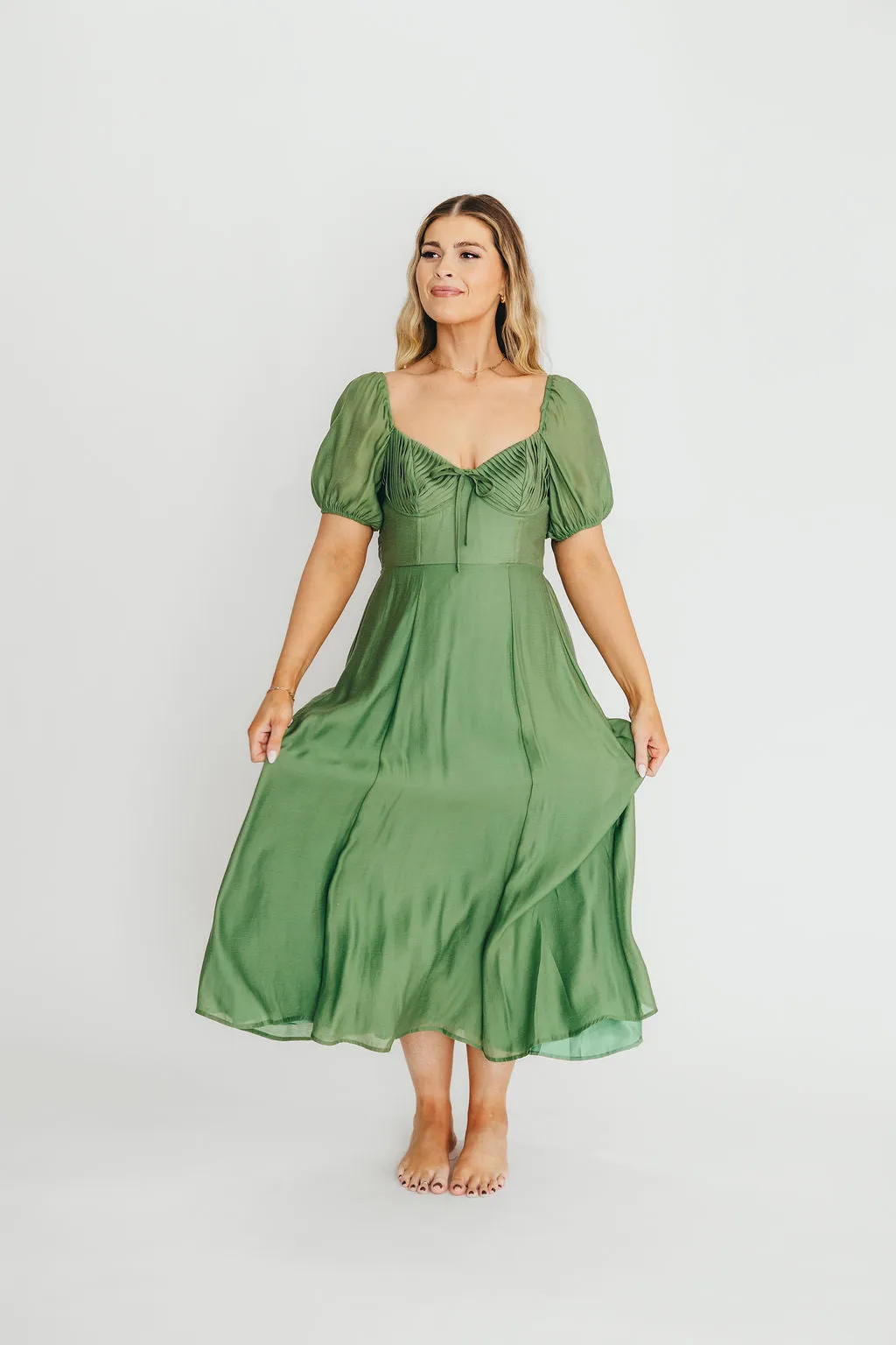 Stevie Bustier Midi Dress in Green