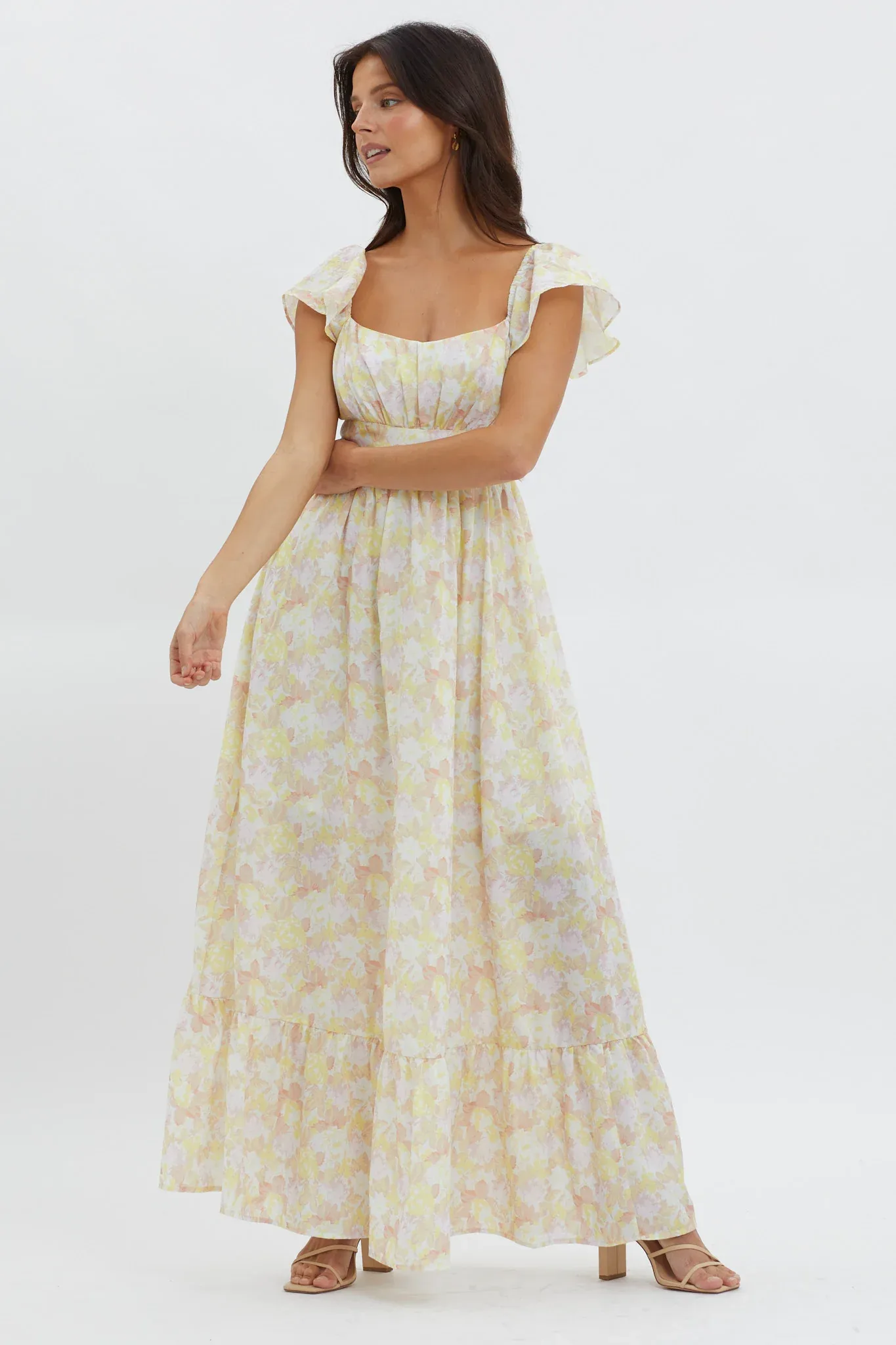 Touch The Sky Tied Back Maxi Dress Lemonade