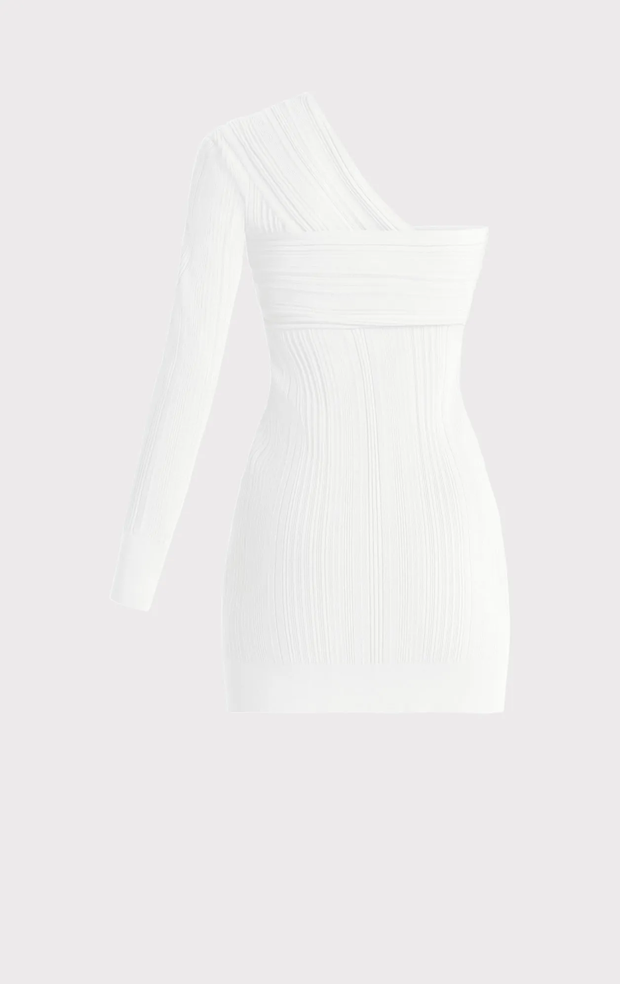 VARIEGATED RIB DRAPED ASYMMETRICAL MINI DRESS