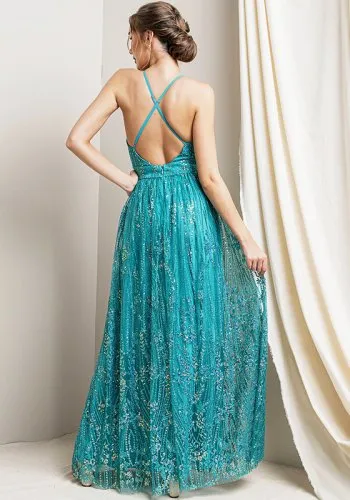 Venus Sparkly Dress in Turquoise
