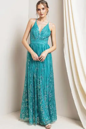 Venus Sparkly Dress in Turquoise