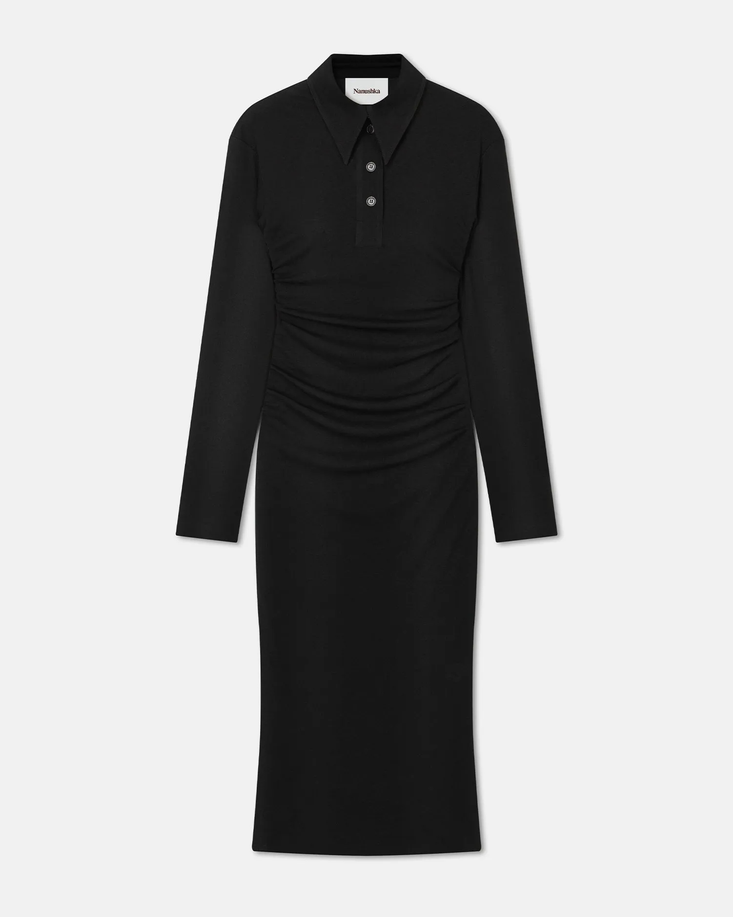 Verity - Mesh Jersey Shirt Dress - Black
