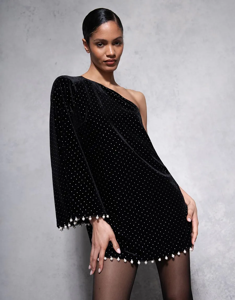 Vida Velvet Mini Dress - Crystal Black - SALE