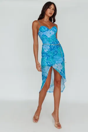 Westwood Split Front Maxi Dress Floral Blue