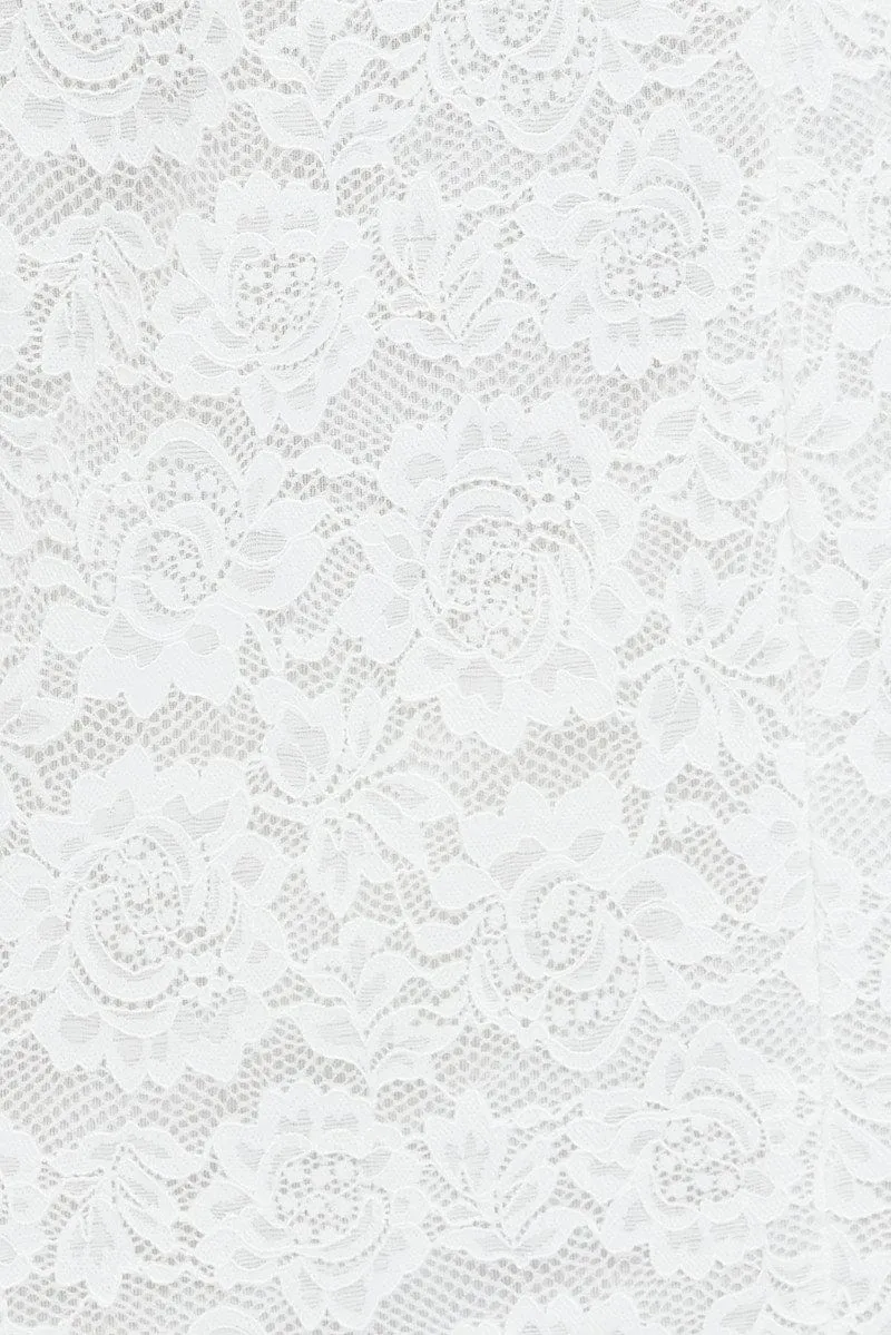 White Maxi Dress Sleeveless Side Split Lace