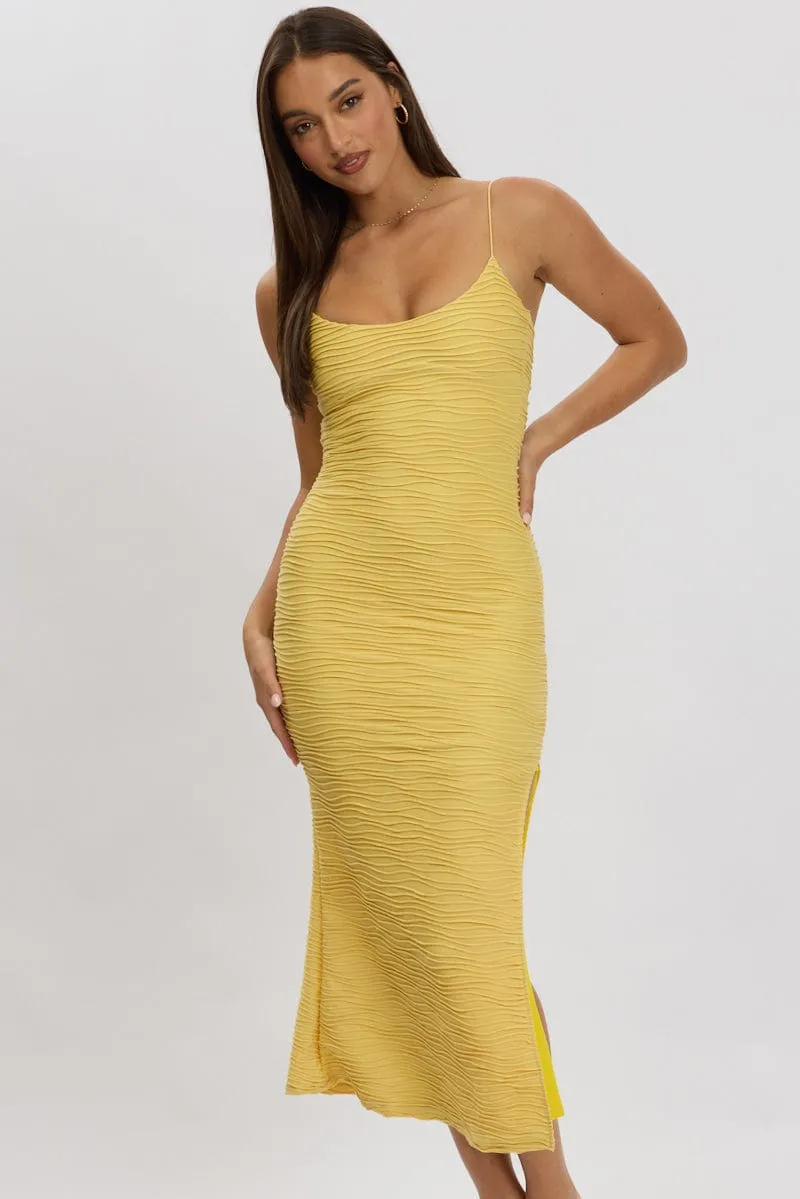 Yellow Bodycon Dress Sleeveless Midi