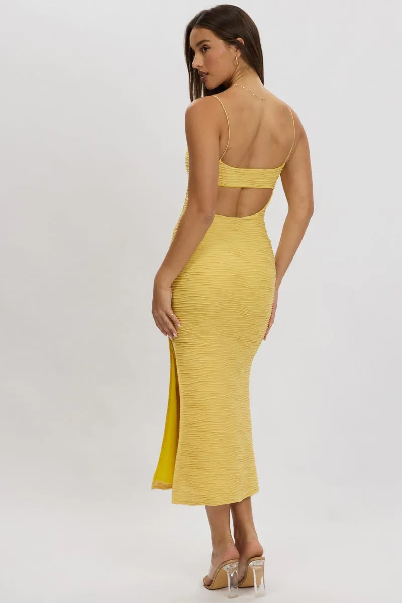 Yellow Bodycon Dress Sleeveless Midi
